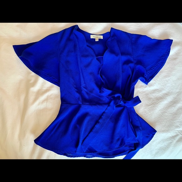Blue Ruffle Tie Top - Picture 2 of 5